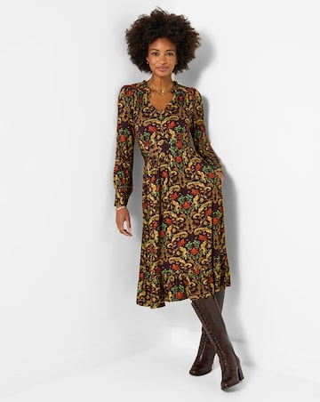 Joe Browns Elegant Leaves Long Sleeve Jersey Midi Dress