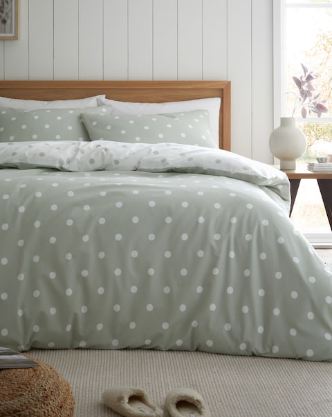 Catherine Lansfield Brushed Polka Dot Duvet Cover Set