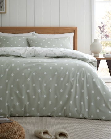 Catherine Lansfield Brushed Polka Dot Duvet Cover Set