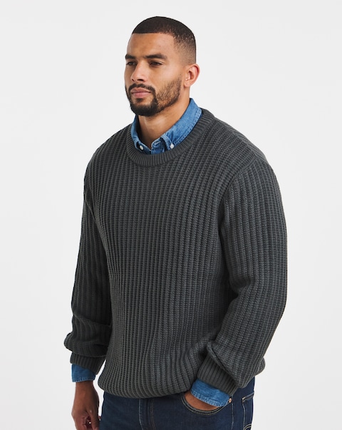 Jack & Jones Jaxon Crew Knit Jumper - Grey