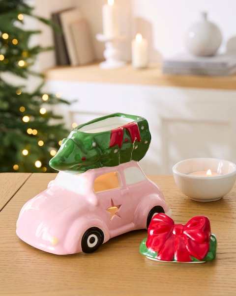 Pink Car with Christmas Tree Ceramic Oil Burner