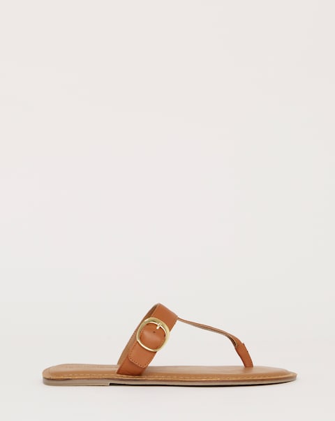 Fortune Leather Toe Post Sandals - Wide Fit (E)