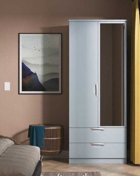 Haydn Ready Assembled 2 Door 2 Drawer Mirrored Wardrobe - Kids