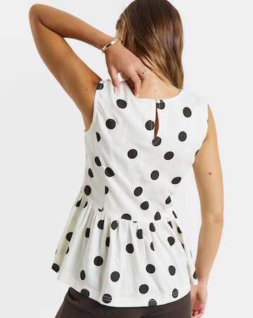 Simply Be Ivory Spot Peplum Shell Top