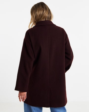 Aubergine Collared Button Front Lined Coat