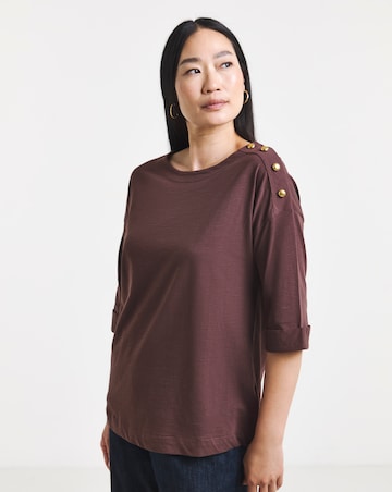 Chocolate Button Shoulder Longline Top