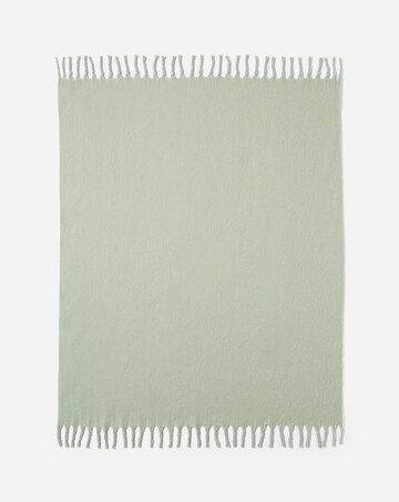 Faux Mohair Fringed Throw - Seafoam