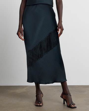 Joanna Hope Lace Trim Satin Skirt