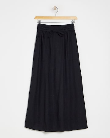 Black Linen Mix Maxi Skirt