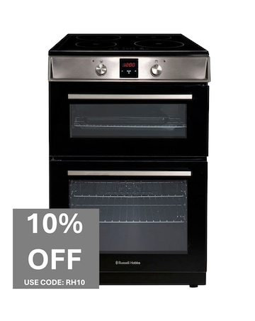RUSSELL HOBBS 60CM Double Electric Cooker With Induction Hob - Stainless Steel