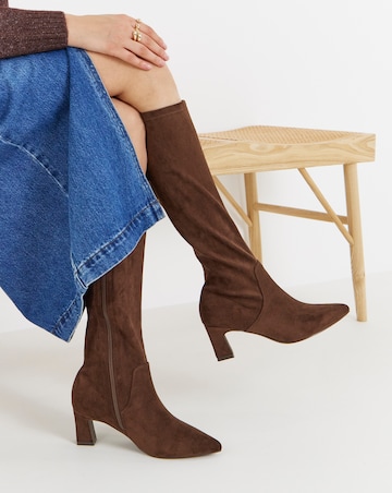Shona Pointed Toe Knee High Sock Boots - Wide Fit (E) & Standard Calf