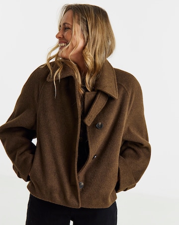 Brown Short Funnel Neck Jacket