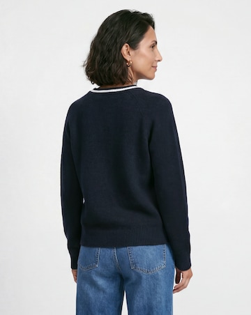 Contrast Bomber Style Knitted Cardigan