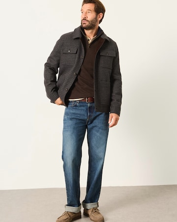 FatFace Check Wool Mix Barn Jacket (Regular & Tall) - Charcoal