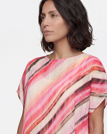 Joanna Hope Pink Stripe Asymmetric Blouse