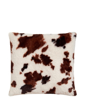 Cow Print Faux Fur Filled Cushion
