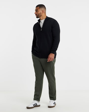 Black Zip Through Funnel Neck Knit Cardigan