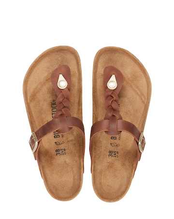 Birkenstock Gizeh Cognac Oiled Leather Braided Sandals - Standard Fit (D)