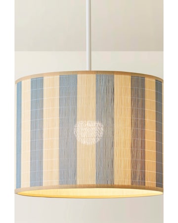 ValueLights Lori Medium Blue Stripe Bamboo Printed Shade 30cm