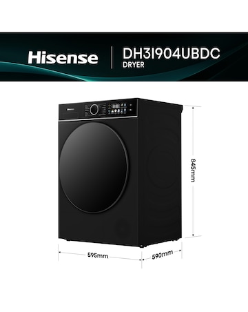 Hisense 3i 9kg KitchenFit Heat Pump Dryer Black