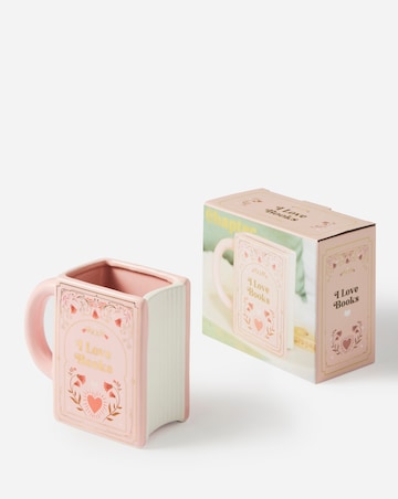 Coffee & Books Green Book Shaped Mug and Pink Book Shaped Vase Set