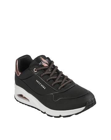 Skechers White Uno Shimmer Away Trainers - Wide Fit (E)
