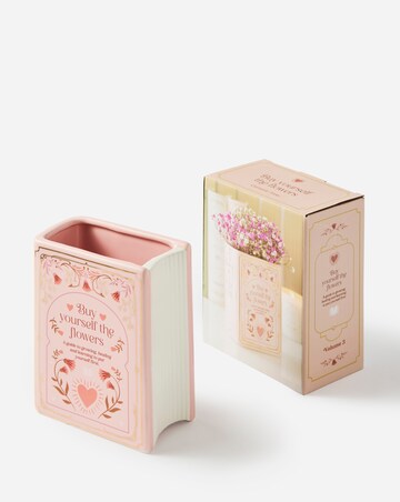 Coffee & Books Green Book Shaped Mug and Pink Book Shaped Vase Set