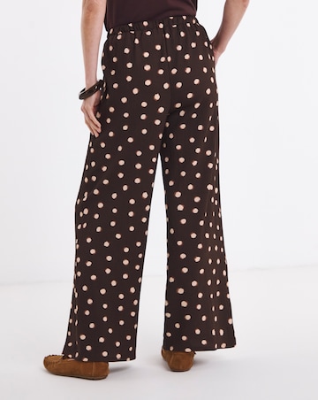 Chocolate Spot Textured Jersey Tie Waist Wide Leg Trouser