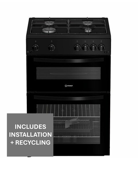 Indesit ITG6GB 60cm Gas Twin Cooker - Black + Installation