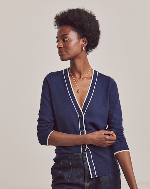 Anthology Navy Contrast Trim Cardigan