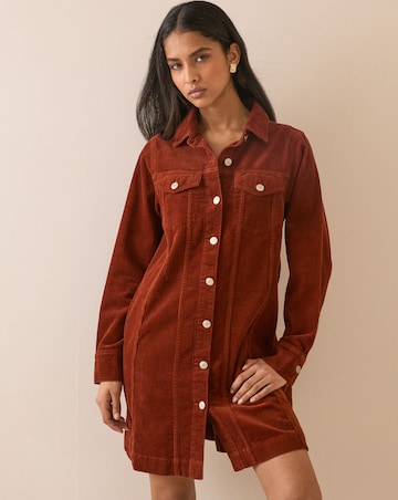 NOBODY'S CHILD LS SHEENA CORD SHIRT DRESS