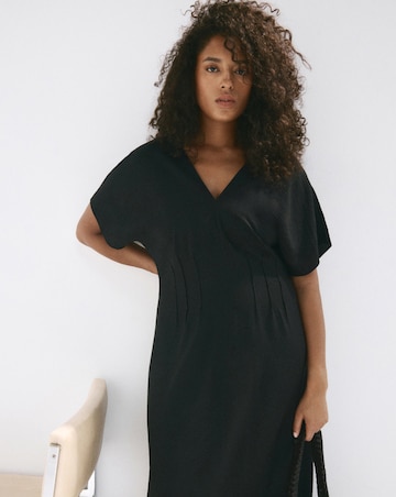 Mango Ruched V-Neck Dress