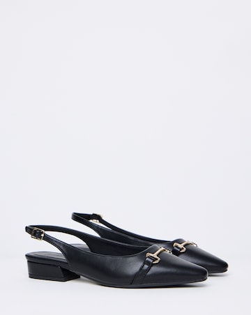 Sylvia Flat Slingback Shoes With Trim Detail - Wide Fit (E)