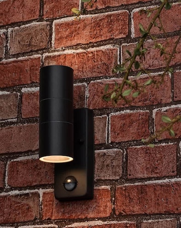 ValueLights Black Outdoor Up Down IP44 PIR Motion Sensor Light - Bulb Included