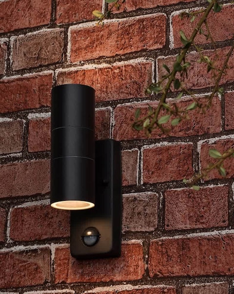 ValueLights Black Outdoor Up Down IP44 PIR Motion Sensor Light - Bulb Included