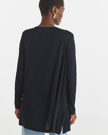 Black Edge to Edge Jersey Cardigan