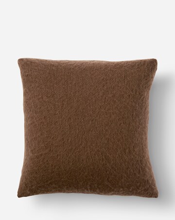 Faux Mohair Fringed Cushion - Chocolate