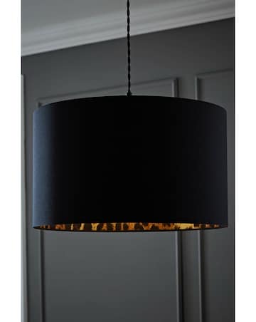 ValueLights Oasis Large Black Drum Shade with Leopard Inner 30cm