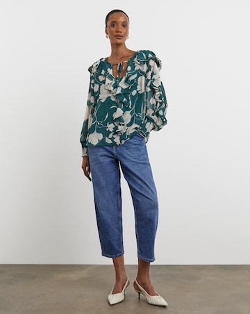 Joanna Hope Crinkle Chiffon Ruffle Blouse
