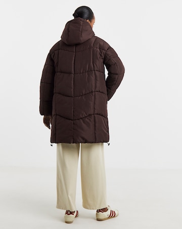 Burgundy Mid Length Padded Coat