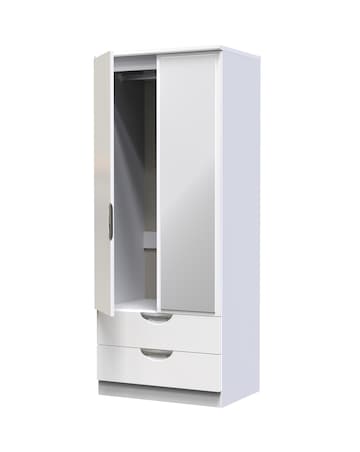 Haydn Ready Assembled 2 Door 2 Drawer Mirrored Wardrobe - Kids