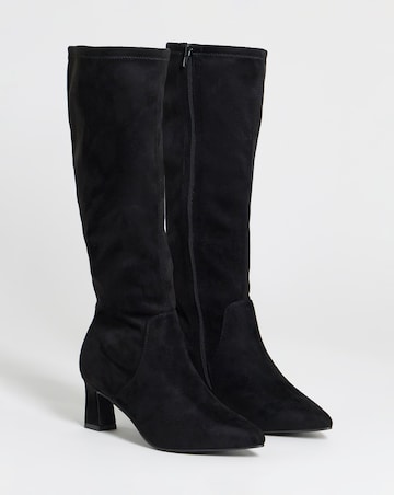 Shona Pointed Toe Knee High Sock Boots - Wide Fit (E) & Standard Calf