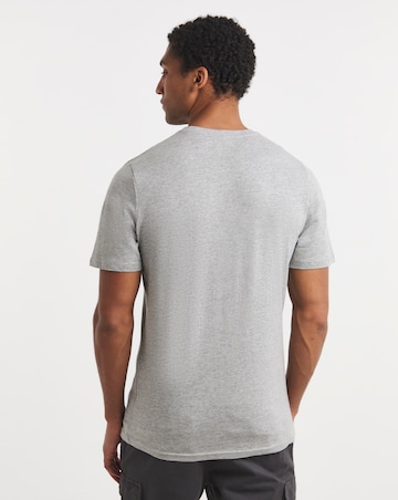 Pure Cotton V-Neck T-Shirt Long- Grey Marl