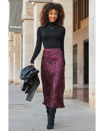 Sosandar Leopard Print Slip Skirt