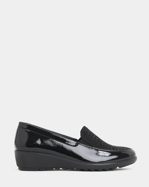 Cushion Walk Wedged Sparkle Vamp Loafers - Wide Fit (E)