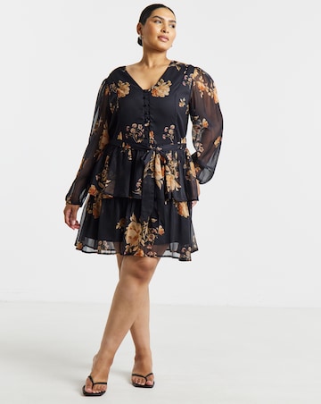 Simply Be Black Floral Skater Dress