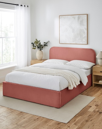 Emery Velvet Ottoman Bedframe with mattress