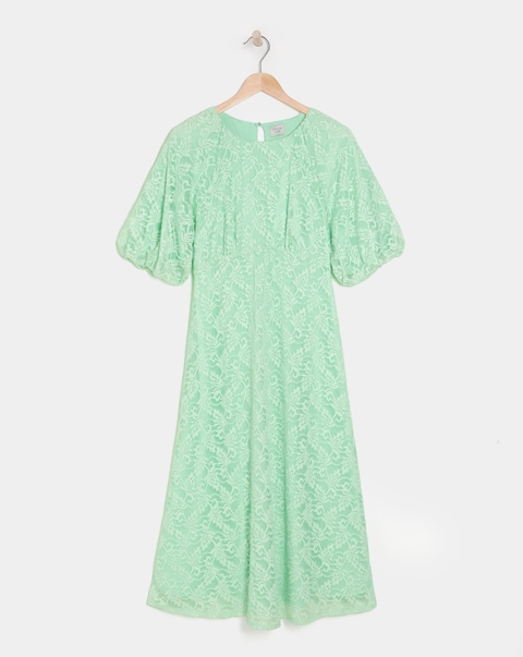 Joanna Hope Lace Dress With Puff Sleeves