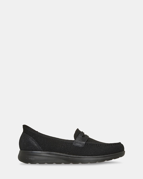 Skechers Black Arch Fit N Joy Lite Slip In Loafers - Standard Fit (D)