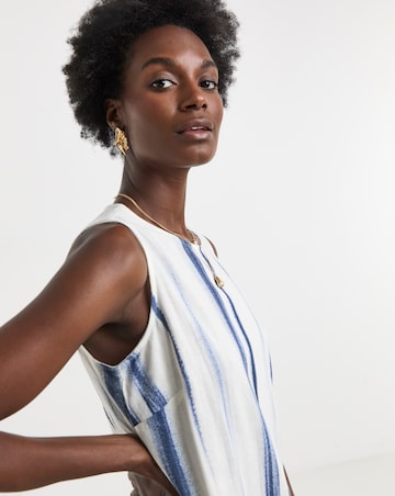 Linen Mix Collared Tunic Dress